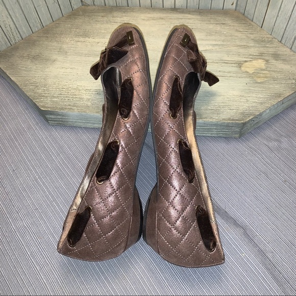 NWOT Parisian Brown Leather and Velvet Ballet Shoe Flats 9.5M - Picture 9 of 9